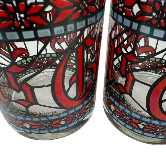 Houze Season's Greetings Whisky Glasses Red & Blue Set of 2 - Picture 3 of 3